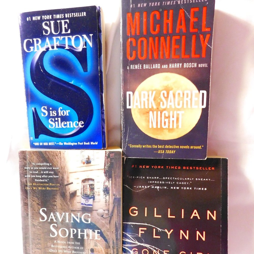 Four Books: Gone Girl, Dark Sacred Night, S is for Silence and Saving Sophie